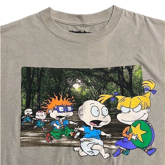 Nickelodeon Rugrats T-shirt Junior’s Size Small Tan Cropped Short Sleeve Tee NEW - Picture 2 of 9